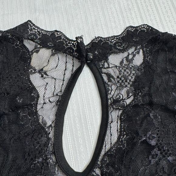 Small Black Lace Jumpsuit Sleeveless Wide Leg One-Piece Belted Goth Glam Whimsy - Picture 3 of 8